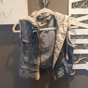 ci sono cropped jean vest w/ hoodie